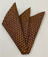 Gold on Burgundy Mudmee Silk Pocket Square # 2